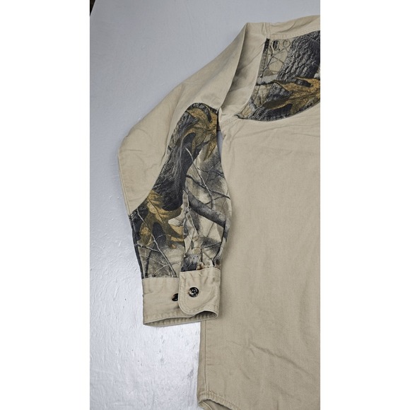 VTG Wrangler Pro Gear Shooting Shirt Mens Large Khaki Shoulder Pad Camo Outdoor - Picture 6 of 8